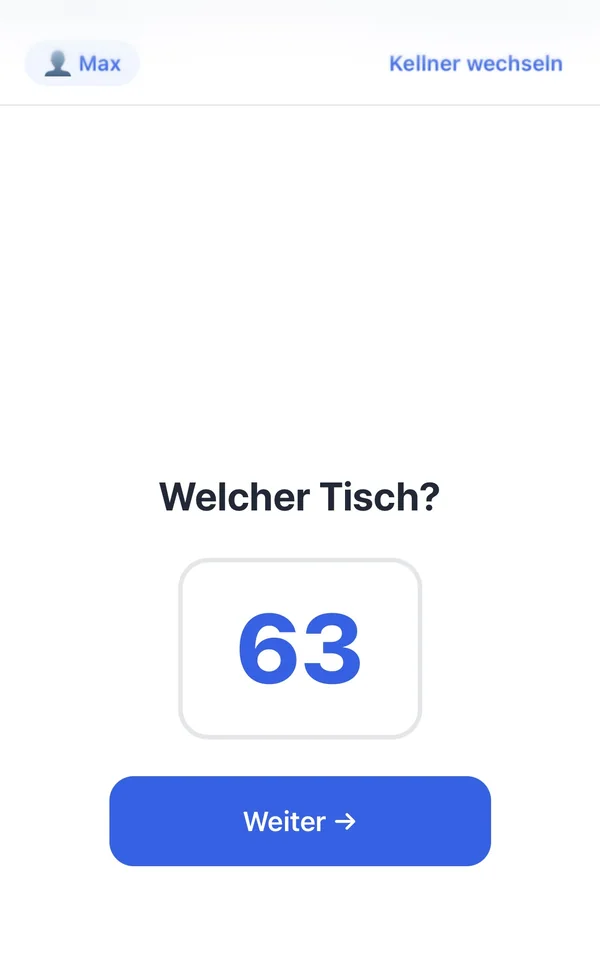 Tischnummer eingeben